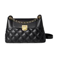 MK包包女2024气质菱格链条包女斜挎包百搭真牛皮腋下单肩女包 米白色【精美礼盒包装】