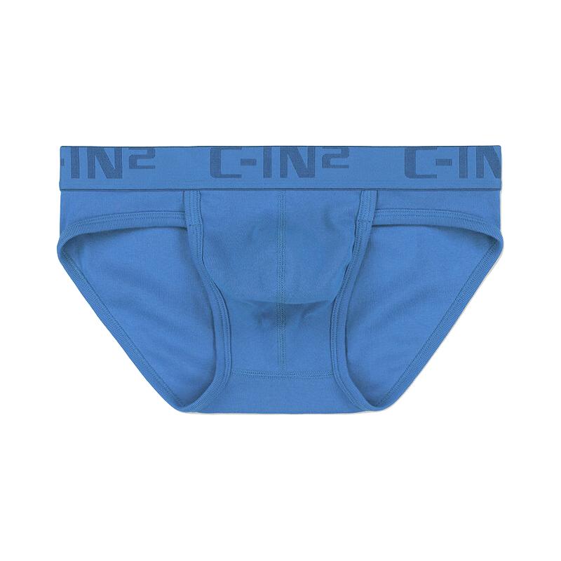 C-IN2夏季新品内裤男精梳棉运动吸汗U凸亲肤低腰高叉三角裤4014RT 蓝色495- 1条 M 适合2尺4-2尺5腰围(31-33码)