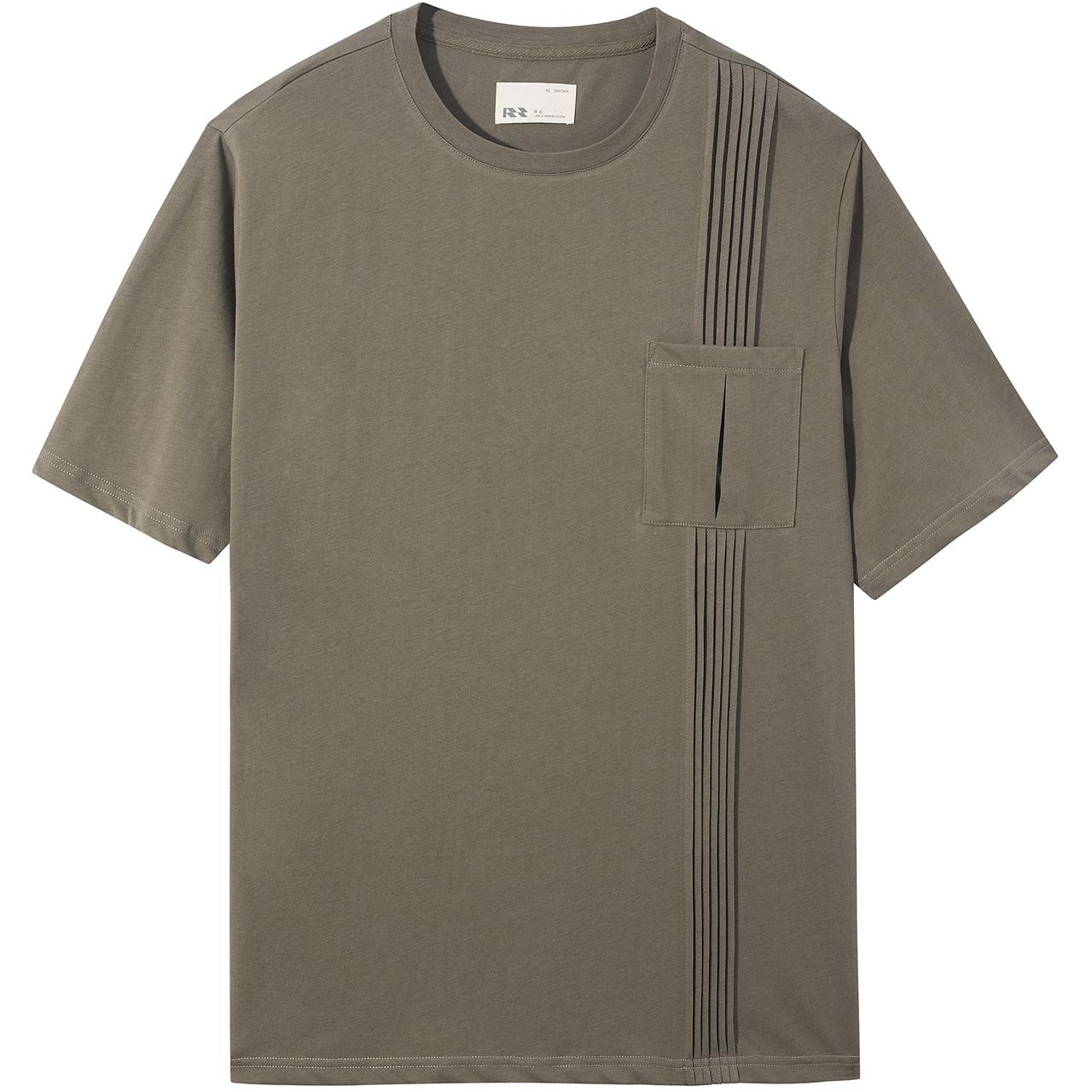  RIVERSTONE/瑞弗史东 复古设计 男士T恤  160/XS，165/S，170/M，175/L，180/XL，185/2XL，190/3XL 橡树色