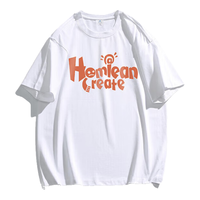 Homlean短袖T恤男夏季宽松休闲印花半袖打底衫装上衣H0007白色S S(80-100斤)