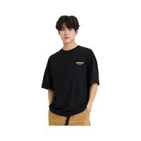 CAT卡特24夏季男户外后身Logo简约宽松全棉美式复古短袖 黑色 2XL