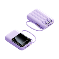 勒盛充电宝可上飞机自带线快充充电宝迷你小巧便捷大功率大容量移动电源适用华为苹果小米手机男女款 充电宝自带3线(紫色款1个)兼容所有手机型号