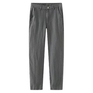纪卡迪（JIKADI）夏季高品质透气亚麻休闲裤时尚百搭青少年百搭时尚西裤男长裤子 深灰色 33