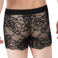 SHIROHATO 诗萝涵朵 男士内裤日系蕾丝花边平角裤本命年红色四角裤