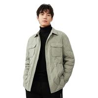 热风 hotwind男士轻薄衬衫羽绒服保暖休闲翻领短款工装外套