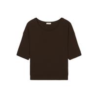 IT American Vintage女装大圆领短袖T恤纯色半袖上衣ZEL02BXM