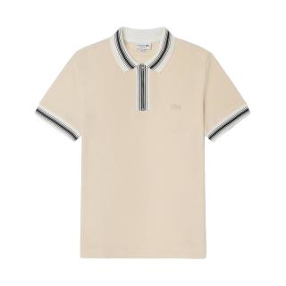 法国拉科斯特 LACOSTE男装翻领撞色条纹休闲短袖衫经典百搭男式POLO衫男
