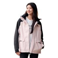 CAMEL骆驼冲锋衣男女款两件套可拆卸三合一抓绒/羽绒内胆男女工装 【抓绒内胆】幻影黑/木黛色，女款，A23CA31070K XXXL