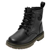 百丽童鞋女童马丁靴秋冬季男童保暖短靴子儿童软底皮靴中大童宝宝靴潮 DE3891黑色 28