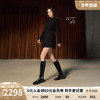 STACCATO 思加图 杨幂同款2025冬季骑士乐章骑士靴长靴加绒增高长筒靴EAJ48DG5 榛果棕 34