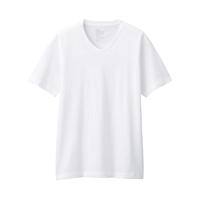 無印良品 無印良品 MUJI男式短袖纯棉水洗天竺编织 V领T恤ABA02A2S白色出行