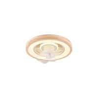 明灯汇北欧实木卧室智能摇头风扇吸顶灯客厅餐厅家用日式超薄隐形电扇灯 摇头1601A原木色500大+变光遥控