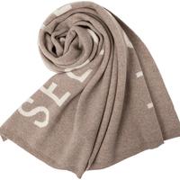 Siggi纯羊毛字母围巾女冬季加厚保暖针织披肩日系百搭休闲围脖 浅摩卡/月光白(礼袋装)100%羊毛 约200cm×50cm