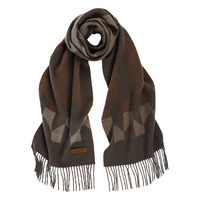 玛丽亚·古琦(MARJA KURKI) 羊绒围巾女冬款 条纹拼接冬季保暖披肩围巾 男女通用款 放慢脚步 棕米色