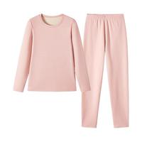 都市丽人保暖内衣女羽绒蚕丝抑菌高弹亲肤轻盈女士秋衣秋裤保暖内衣套装2W 油灰粉 M