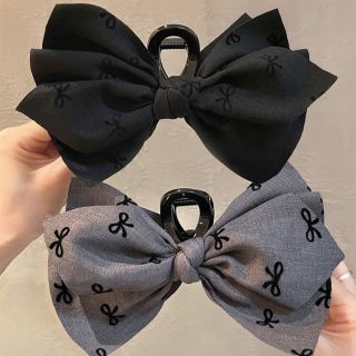 新款印花鲨鱼夹发饰蝴蝶结抓夹女后脑勺发夹头饰