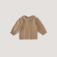 巴厘小猪女宝宝T恤秋季长袖衣服儿童秋装甜美可爱花边娃娃衫春秋女童上衣 婴儿驼 80