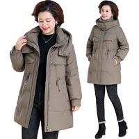 花花公子中年冬装羽绒棉服2023中老年女秋冬时尚保暖棉衣外套 JF-L958咖色【羽绒服】 M95-120斤