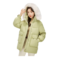 雪中飞 SNOWFLYING 羽绒服女中长款连帽小个子韩版休闲外套秋冬季保暖防寒派克服 牛油果绿 155/80A