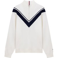乐卡克（Le coq sportif）法国公鸡男款24三色系列立领撞色毛衫外套 象牙白色/A02 3XL