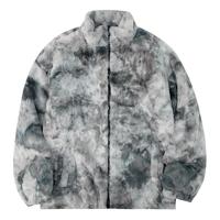 至唯扎染羊羔绒外套男冬季感棉服潮牌oversize摇粒绒棉衣加厚棉袄衣服 浅灰色 XL【125-145斤】