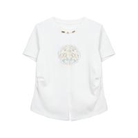 宿慕SUMU小雨女装t恤2024夏季国风百搭圆领短袖舒适重磅上衣19508 白色 S（90-105斤）