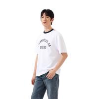 GUESS24年夏季男女同款美式复古撞色百搭短袖T恤-MO2K9435K NVY-白黑 S