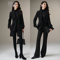 晚白【新品】2025秋款气质百搭上衣一粒扣修身干练西装外套女 黑色 M