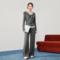 爱依服 2025秋季韩版时尚休闲运动风设计感通勤上下套裤
