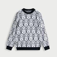 KARL LAGERFELD 老佛爷 满印LOGO羊毛羊绒衫混纺毛衣