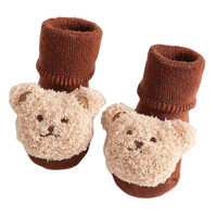 宝盖儿 婴儿童地板袜子防滑隔凉宝宝袜子秋冬加厚款男女中筒新生儿学步袜