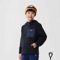 保暖服饰：特步 儿童多功能大口袋加绒连帽卫衣