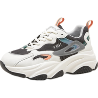 意尔康运动休闲鞋女鞋双网厚底拼色反光老爹鞋旅游鞋子 纯洁白/黑38 纯洁白/玛瑙黑