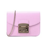 FURLA 芙拉 METROPOLIS系列女士皮质纯色包盖式链条单肩包920312 樱花粉迷你包