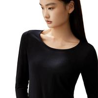 金三塔 100%桑蚕丝真丝打底衫 黑色 L