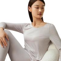 金三塔秋100%桑蚕丝真丝打底衫经典圆领长袖修身上衣套头打底衫 160(M) 肉色