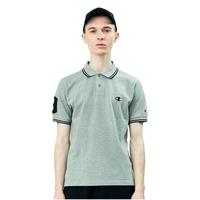 Champion2020新款男士纯棉小c衬衫领T恤夏季数字印花Polo衫 牛津灰 L