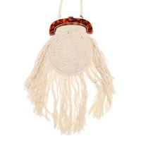 ZARA 女士圆形编制单肩包 白色M