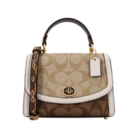 COACH 蔻驰 女士PVC斜挎手提包 3079 IMR2K 米色拼浅棕色 迷你