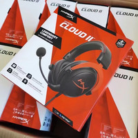 HYPERX cloud系列二代三代电竞游戏耳机头戴式有线灵音声卡FPS吃鸡专用7.1虚拟环绕声 [飓风2]黑红+灵音声卡