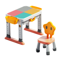 费乐（FEELO）积木桌大颗粒儿童玩具3-10岁男女孩多功能升降学习书桌 积木桌椅套装+172颗粒百变机器人