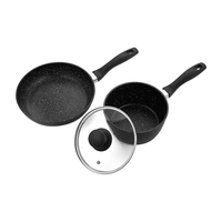 麦饭石锅具套装 煎锅奶锅两件套