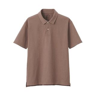 無印良品 MUJI 無印良品  男式 棉天竺编织 短袖POLO衫  ABE04A1S 深咖啡色 L