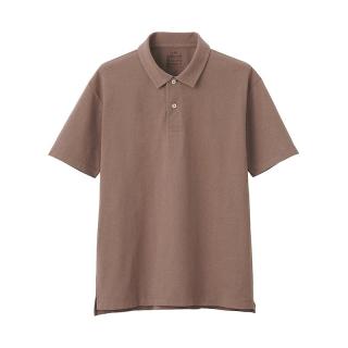 無印良品 MUJI 無印良品  男式 棉天竺编织 短袖POLO衫  ABE04A1S 深咖啡色 L