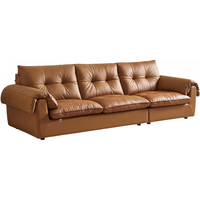 全友 家居中古风皮艺沙发家用客厅头层牛皮真皮沙发三人位直排沙发家具 2.83m沙发 头层牛皮+乳胶+羽绒+62cm座深