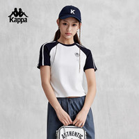 卡帕（Kappa）背靠背复古短袖2025女夏季撞色运动T恤休闲半袖上衣K0E42TD31 暗夜蓝黑-906A M