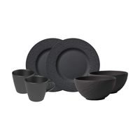 Villeroy & Boch 德国唯宝 Manufacture Rock 早餐套装,6件套,餐具套装,2人使用,优质瓷器,黑色