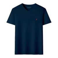 Nautica Underwear 诺帝卡 男士短袖高支精梳棉柔弹力家居上衣短袖 深墨蓝V XL