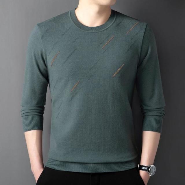 CREAZIONI 男士简约线条针织衫长袖T恤