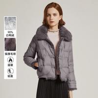 Infinity FINITY 2025冬季休闲狐狸毛领防风保暖舒适百搭显瘦短款女式羽绒服外套